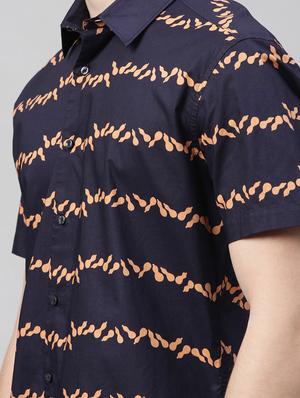 navy blue printed casual shirt - 17675690 - Standard Image - 5