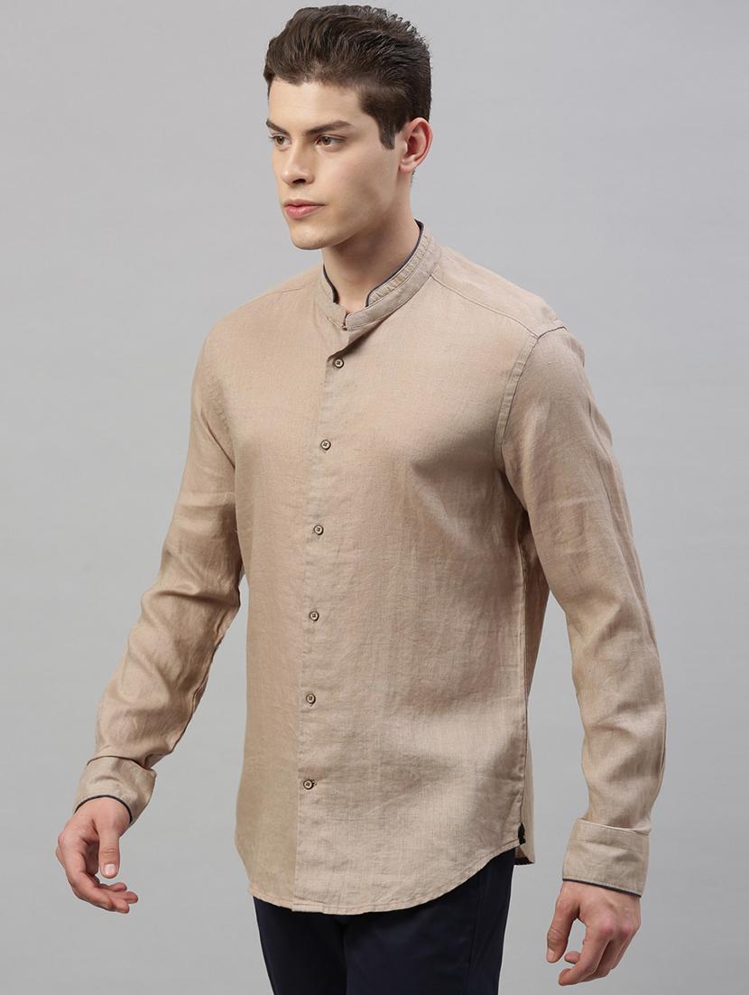 beige solid casual shirt - 17675693 - Zoom Image - 2