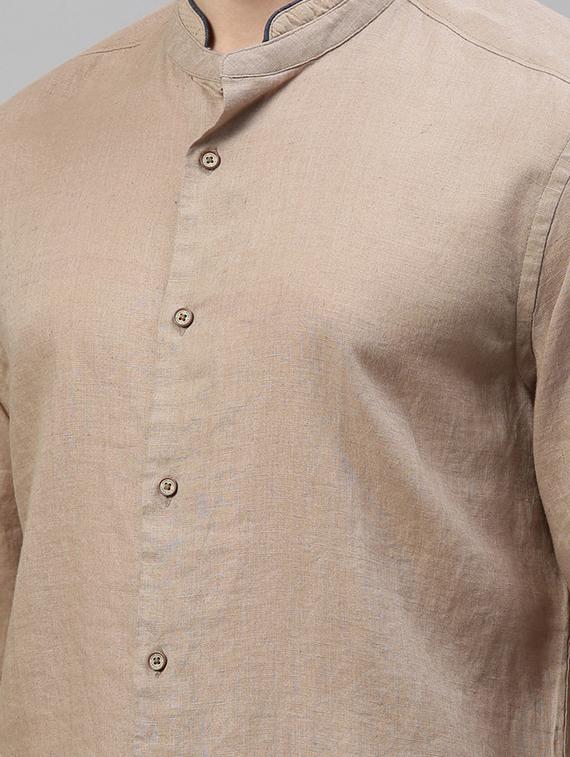 beige solid casual shirt - 17675693 - Zoom Image - 5