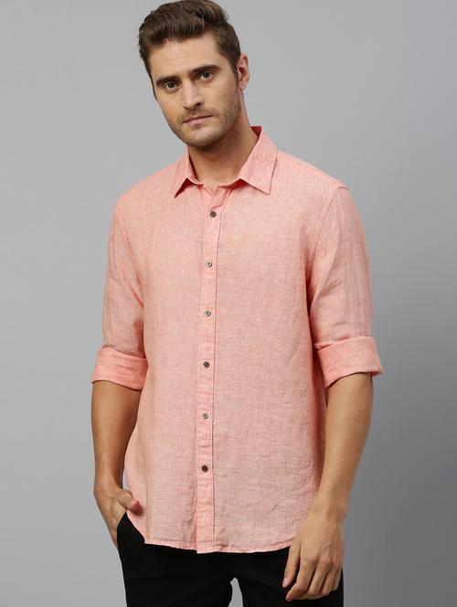 peach solid casual shirt - 17675694 - Standard Image - 1