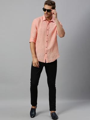 peach solid casual shirt - 17675694 - Standard Image - 4