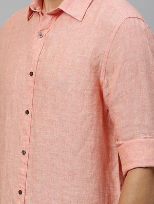 peach solid casual shirt - 17675694 - Standard Image - 5
