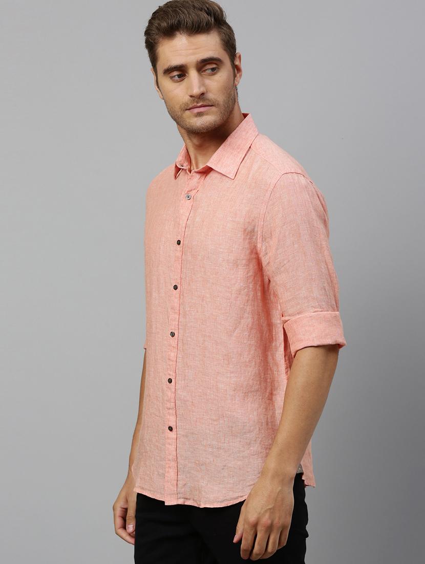 peach solid casual shirt - 17675694 - Zoom Image - 2