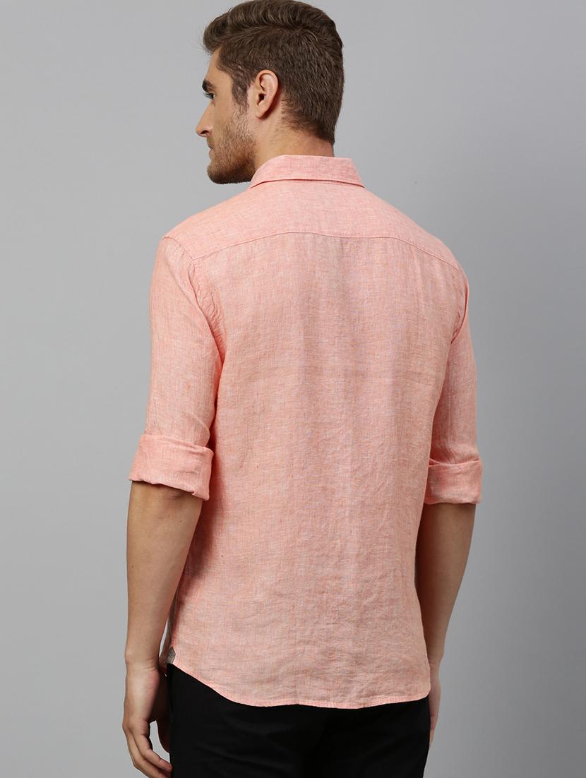 peach solid casual shirt - 17675694 - Zoom Image - 3
