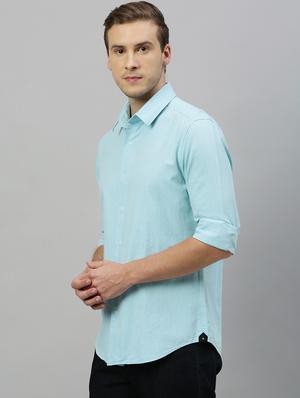 blue solid casual shirt - 17675708 - Standard Image - 2