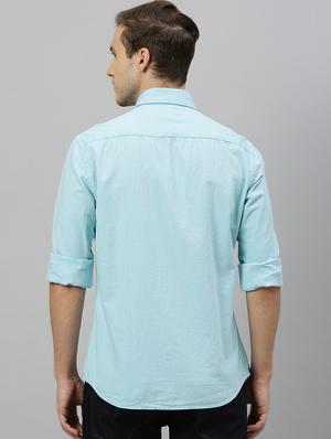 blue solid casual shirt - 17675708 - Standard Image - 3