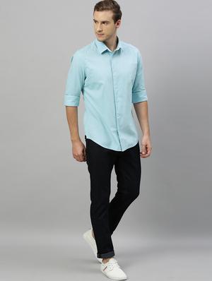 blue solid casual shirt - 17675708 - Standard Image - 4