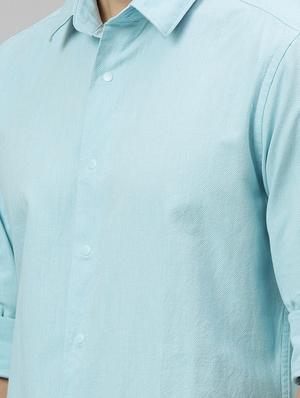 blue solid casual shirt - 17675708 - Standard Image - 5
