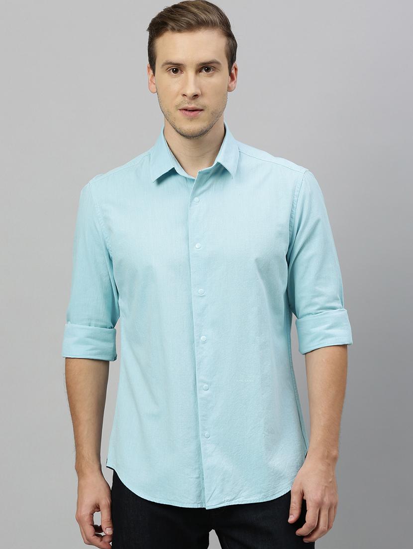 blue solid casual shirt - 17675708 - Zoom Image - 1