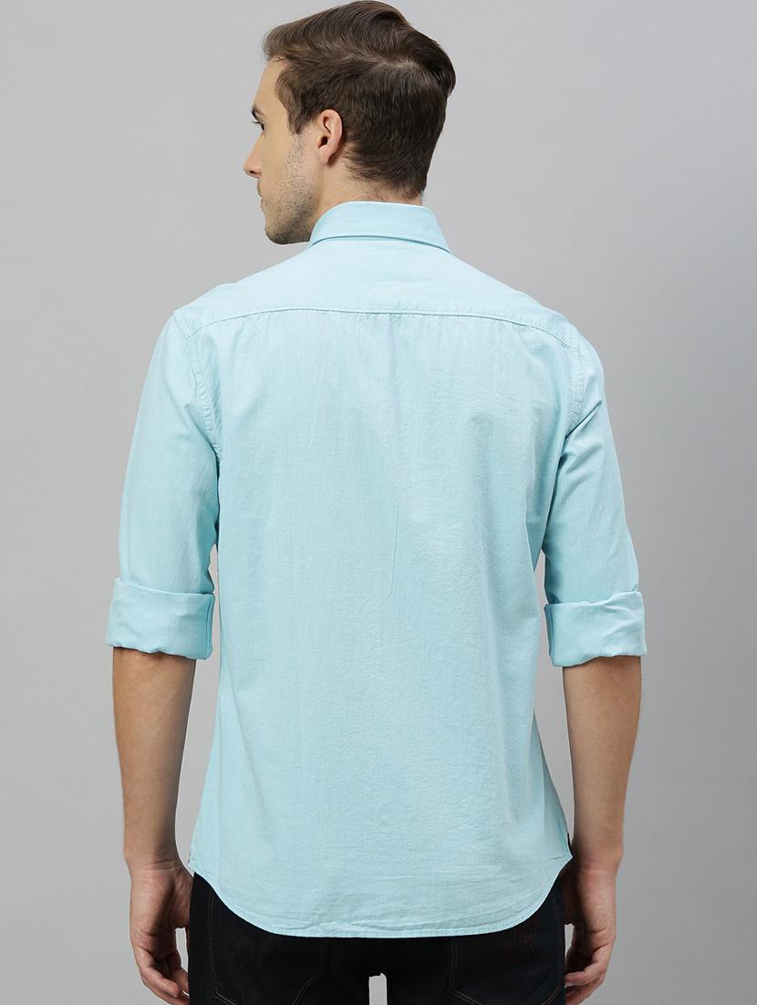 blue solid casual shirt - 17675708 - Zoom Image - 3