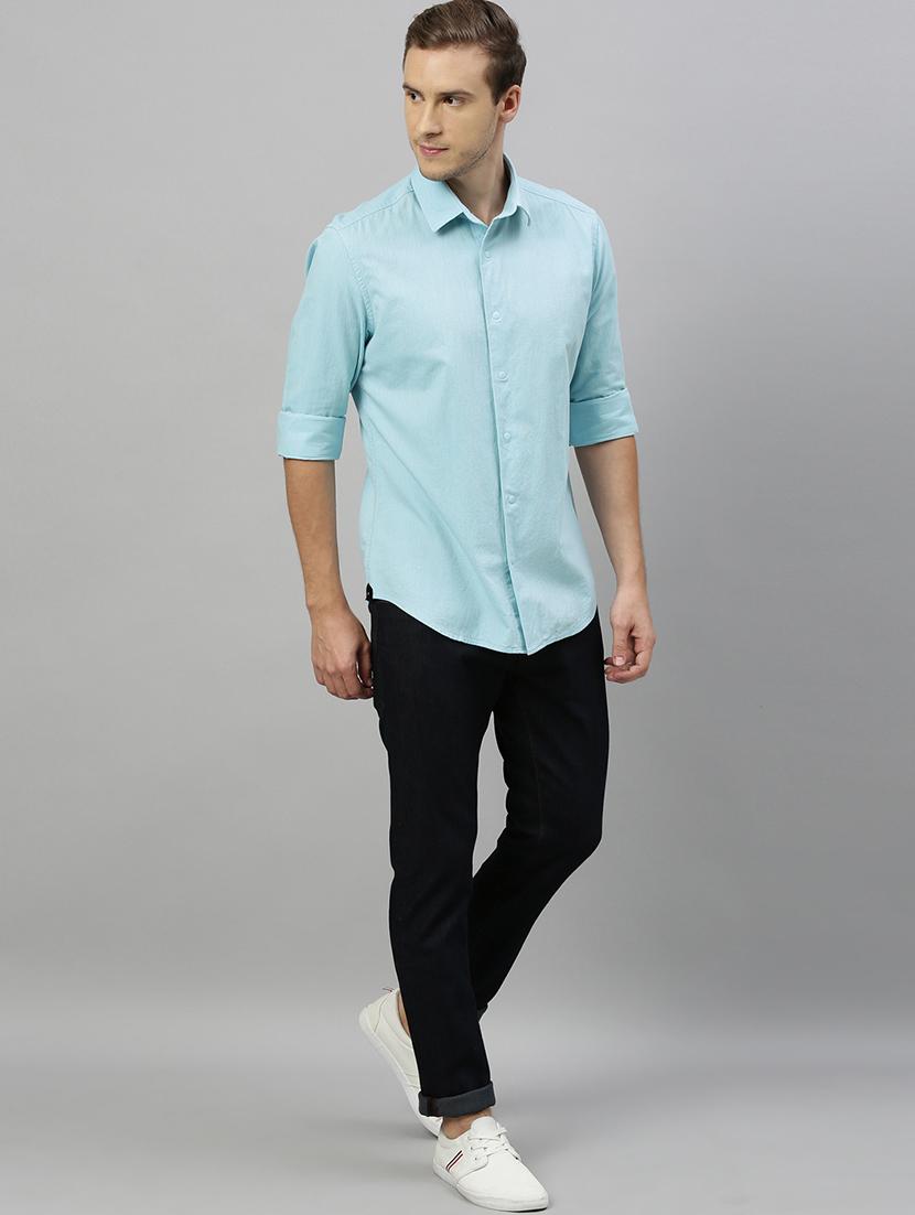 blue solid casual shirt - 17675708 - Zoom Image - 4