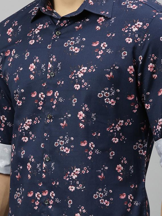 navy blue floral casual shirt - 17675736 - Zoom Image - 5