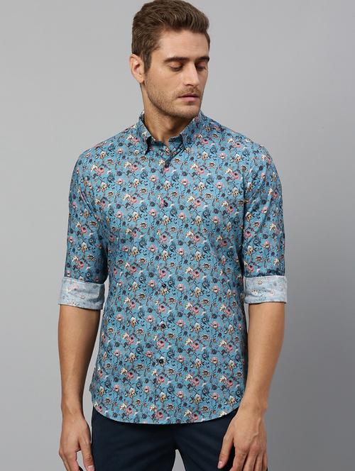 blue floral casual shirt - 17675739 - Standard Image - 1