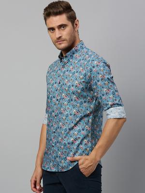 blue floral casual shirt - 17675739 - Standard Image - 2