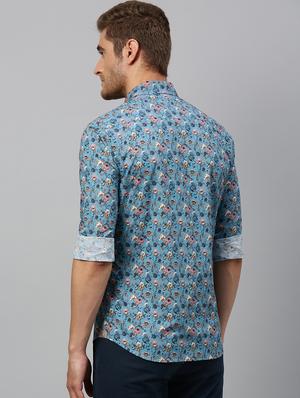 blue floral casual shirt - 17675739 - Standard Image - 3