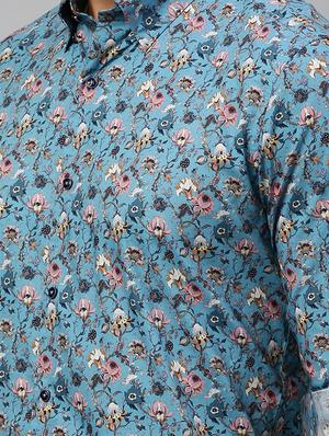 blue floral casual shirt - 17675739 - Standard Image - 5