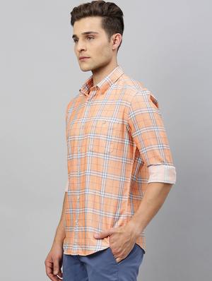orange checkered casual shirt - 17675746 - Standard Image - 2