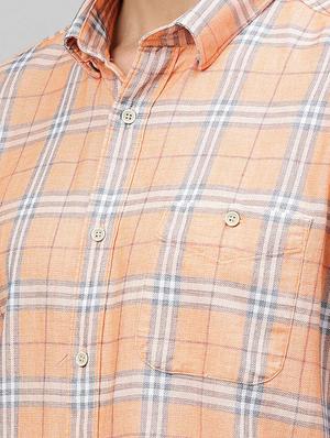 orange checkered casual shirt - 17675746 - Standard Image - 5
