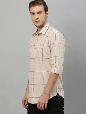 beige checkered casual shirt - 17675784 - Standard Image - 2