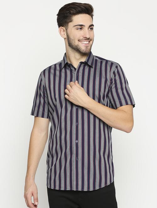 grey striped casual shirt - 17675949 - Standard Image - 1