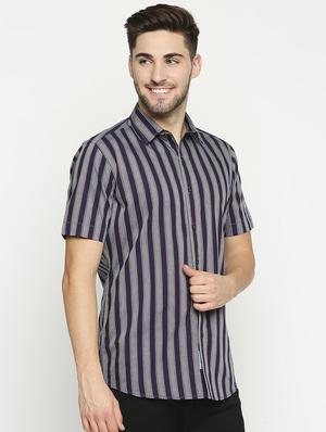 grey striped casual shirt - 17675949 - Standard Image - 2