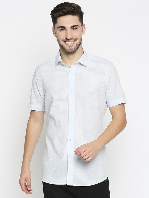 blue striped casual shirt - 17675950 - Standard Image - 1