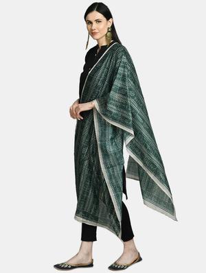 green silk blend printed dupatta - 17676449 - Standard Image - 3