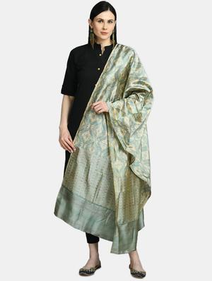green silk blend printed dupatta - 17676450 - Standard Image - 2