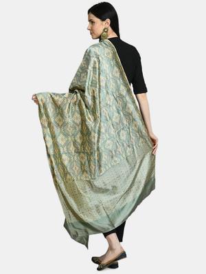 green silk blend printed dupatta - 17676450 - Standard Image - 4