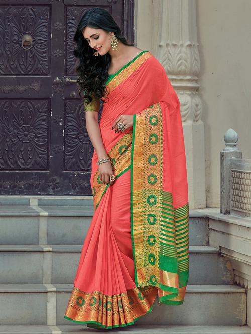 zari work woven saree with blouse - 17676529 - Standard Image - 1