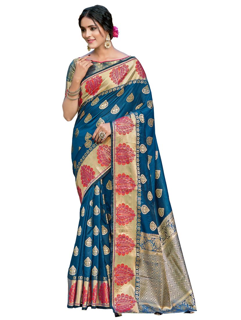 zari work woven saree with blouse - 17676556 - Zoom Image - 1