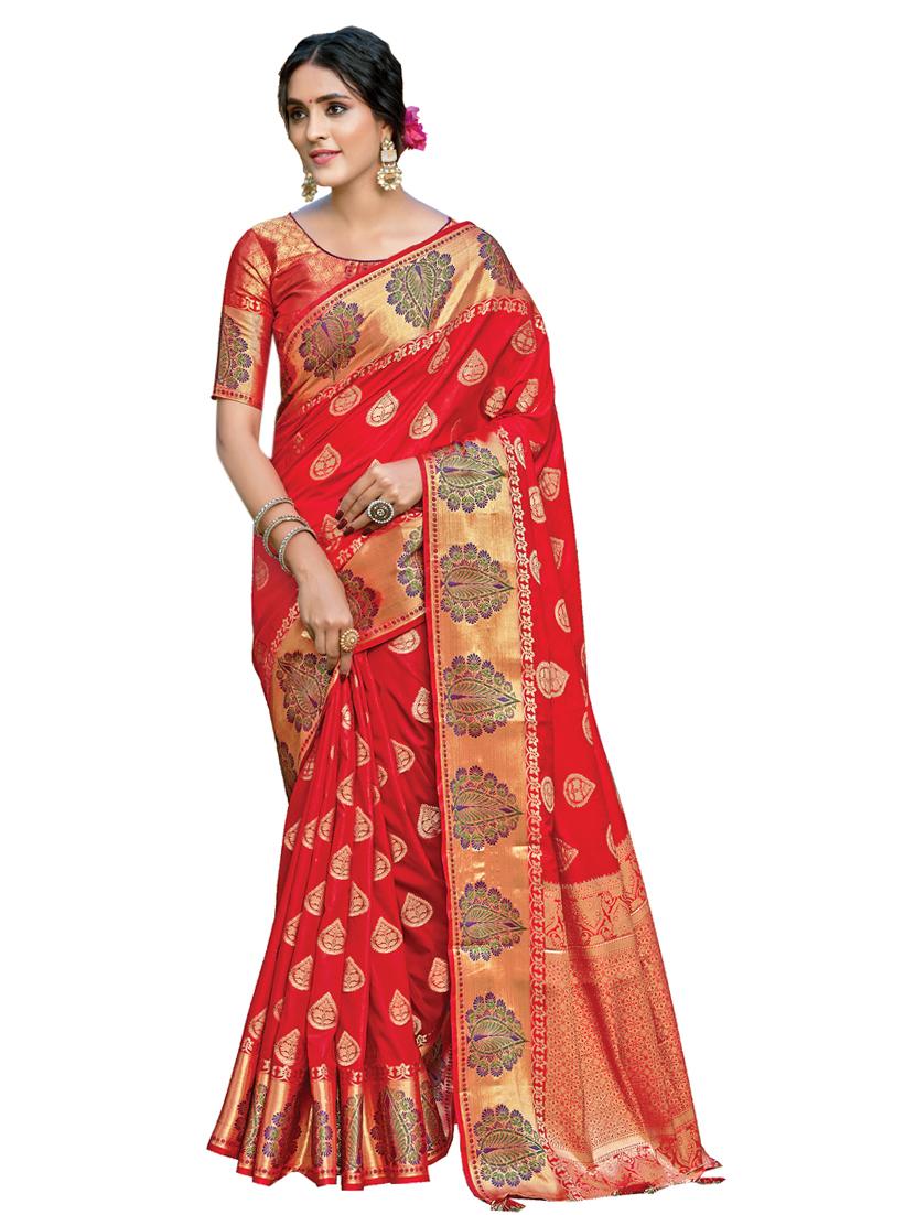 zari work woven saree with blouse - 17676561 - Zoom Image - 1