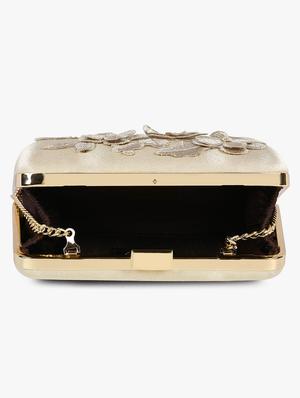 gold silk box clutch - 17677028 - Standard Image - 3