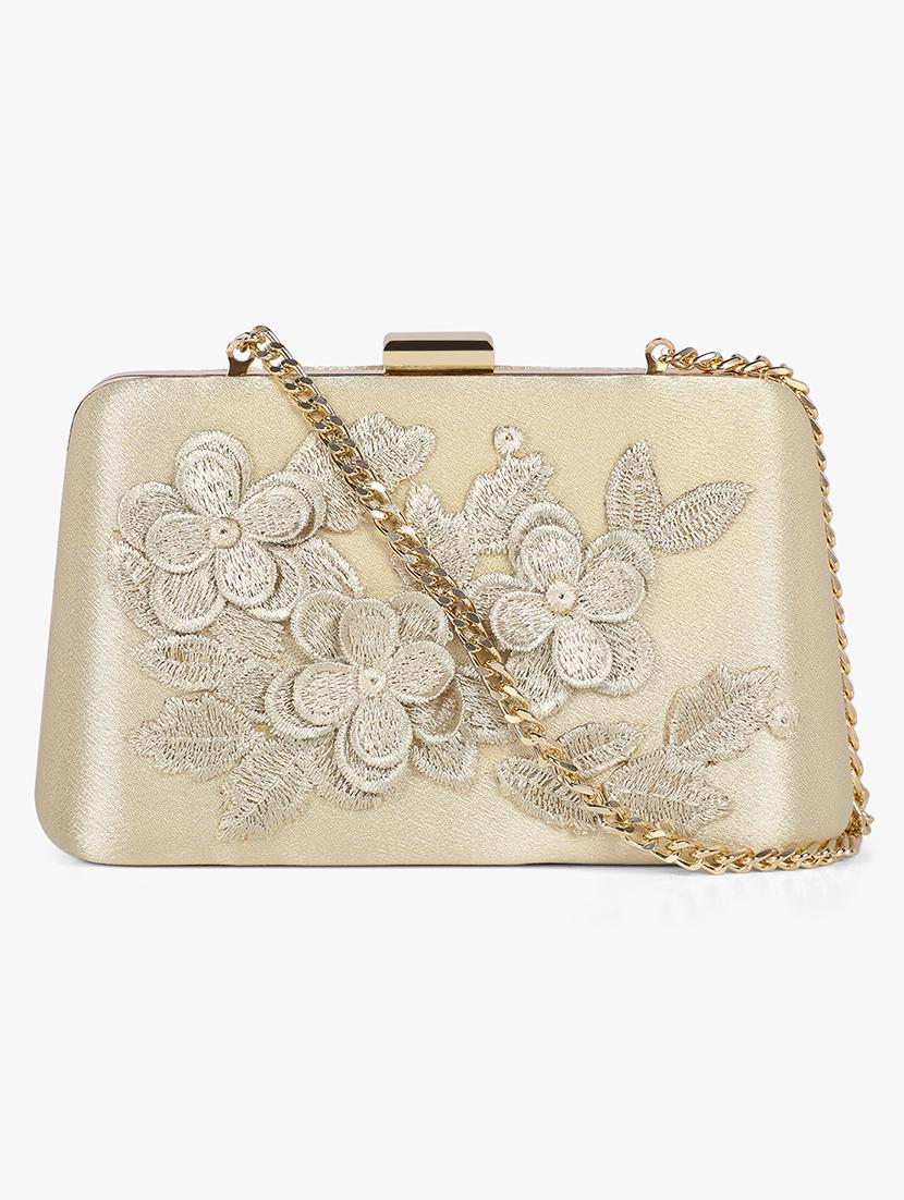 gold silk box clutch - 17677028 - Zoom Image - 1