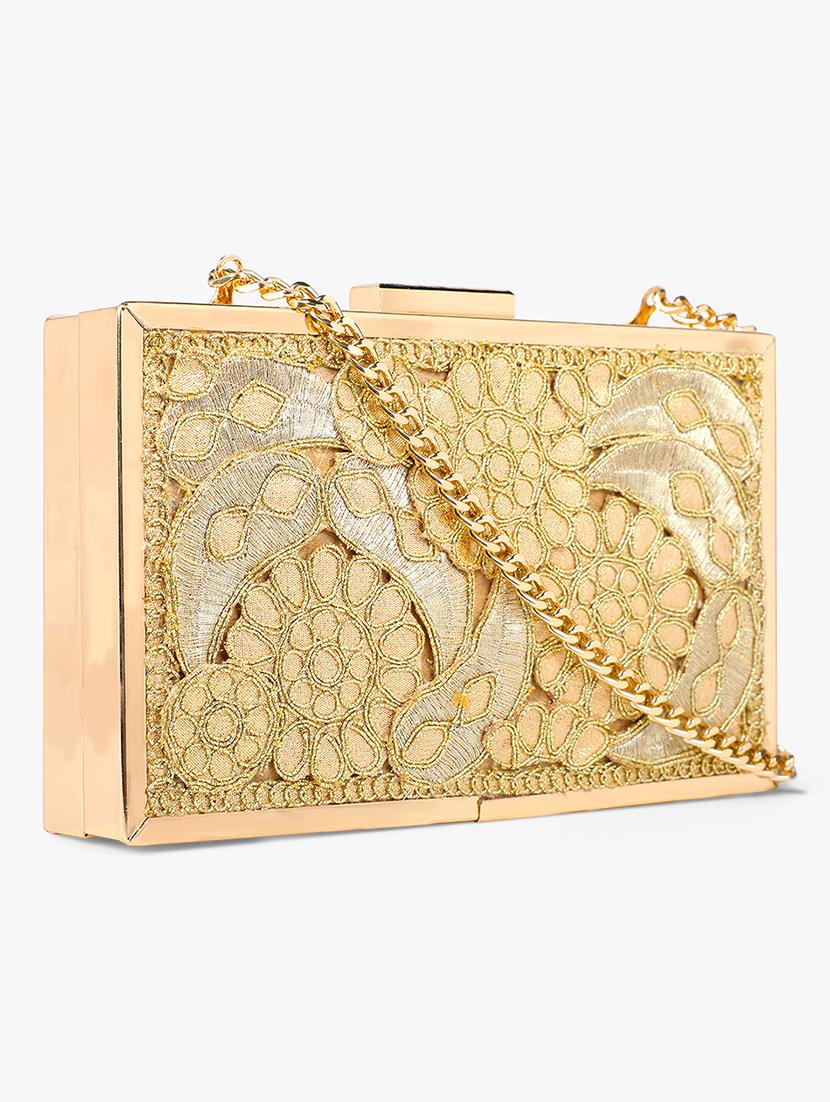 gold silk box clutch - 17677029 - Zoom Image - 5