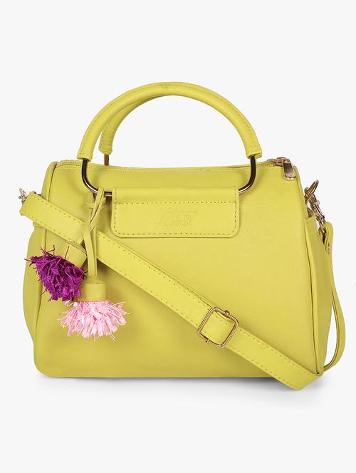 yellow leatherette (pu) regular handbag - 17677035 - Standard Image - 1