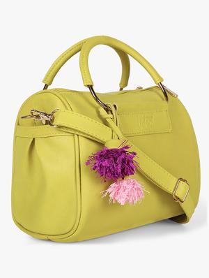 yellow leatherette (pu) regular handbag - 17677035 - Standard Image - 5