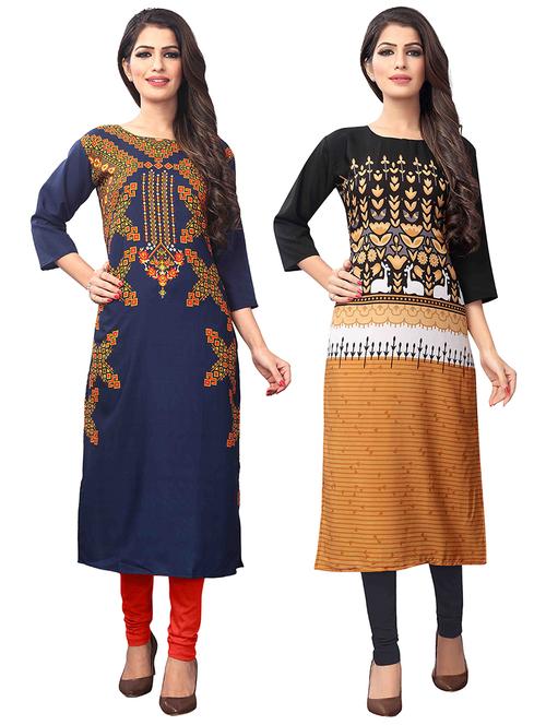 multi colored crepe combos kurta - 17678020 - Standard Image - 1