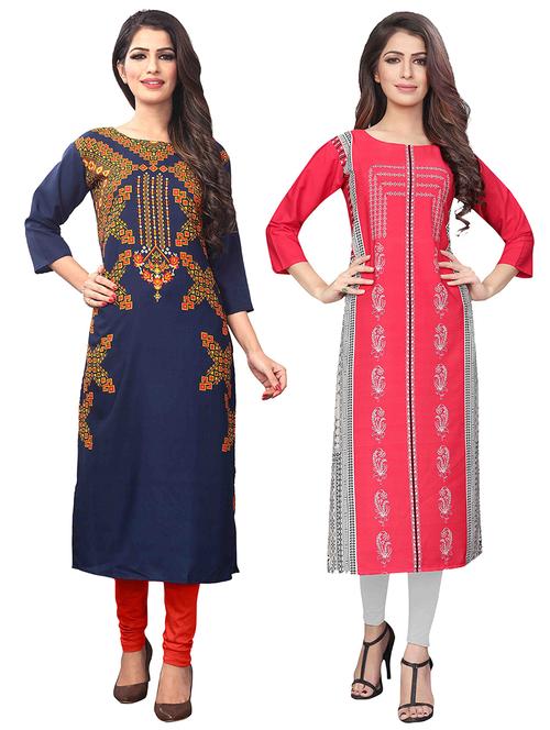 multi colored crepe combos kurta - 17678022 - Standard Image - 1