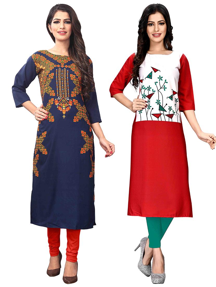 multi colored crepe combos kurta - 17678027 - Zoom Image - 1