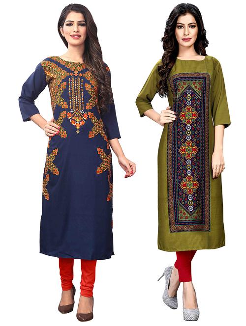 multi colored crepe combos kurta - 17678029 - Standard Image - 1