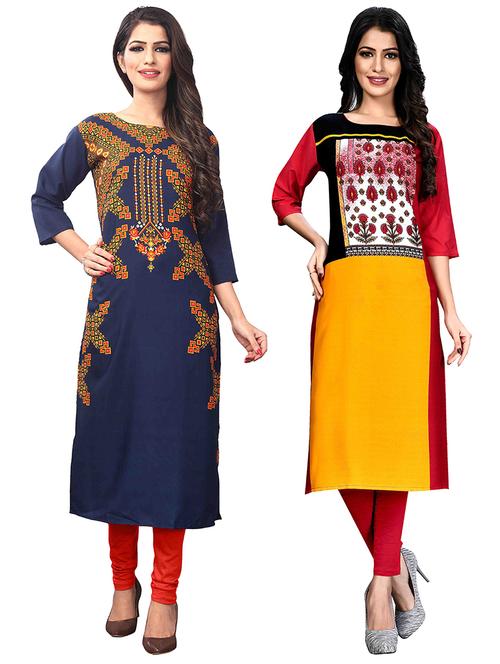 multi colored crepe combos kurta - 17678031 - Standard Image - 1