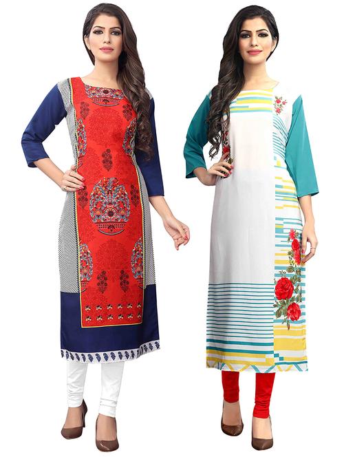 multi colored crepe combos kurta - 17678041 - Standard Image - 1