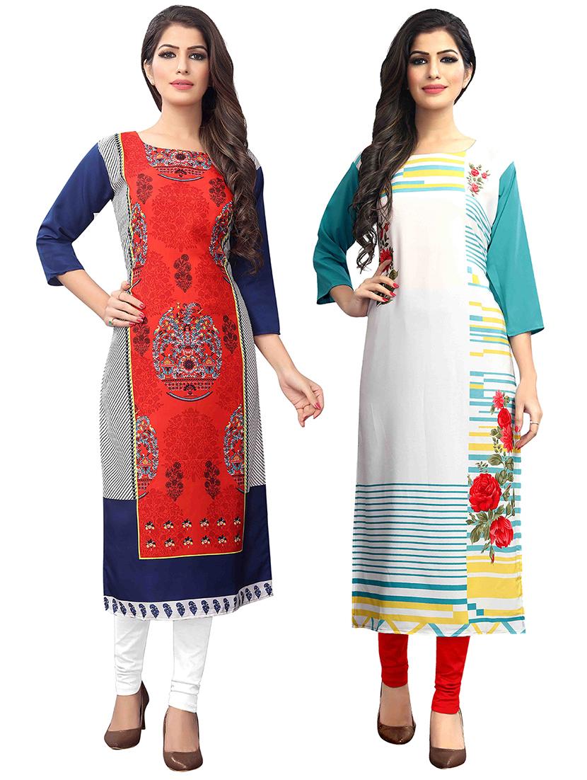 multi colored crepe combos kurta - 17678041 - Zoom Image - 1