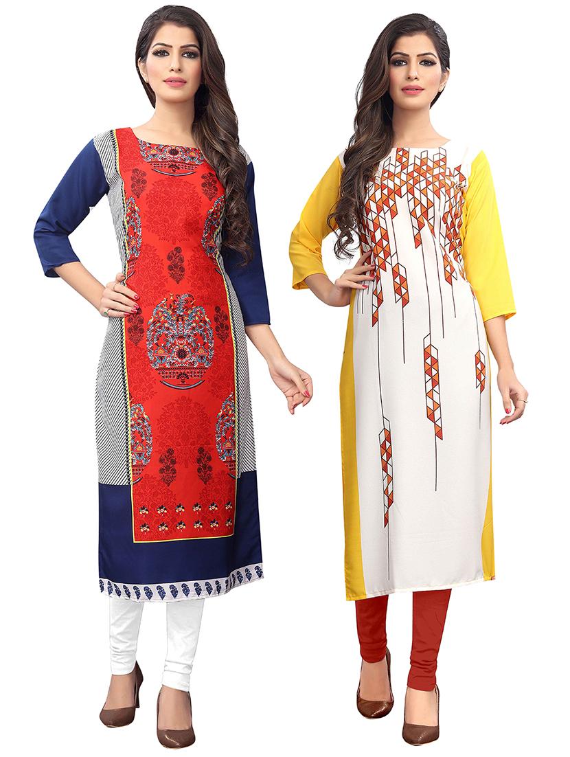 multi colored crepe combos kurta - 17678043 - Zoom Image - 1