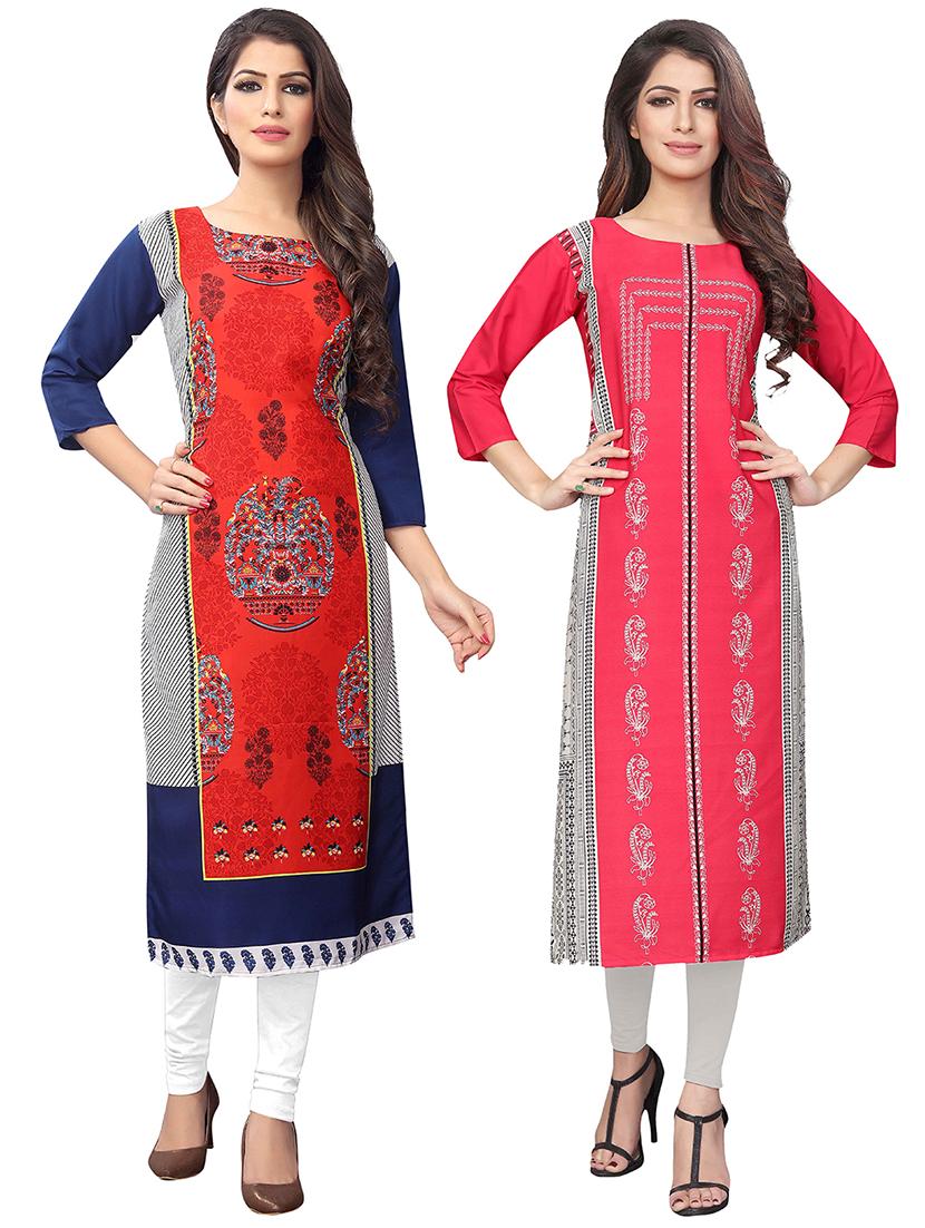 multi colored crepe combos kurta - 17678044 - Zoom Image - 1