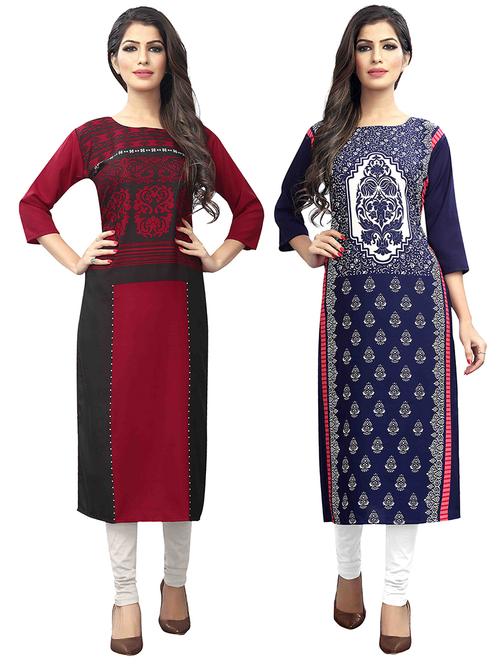multi colored crepe combos kurta - 17678057 - Standard Image - 1