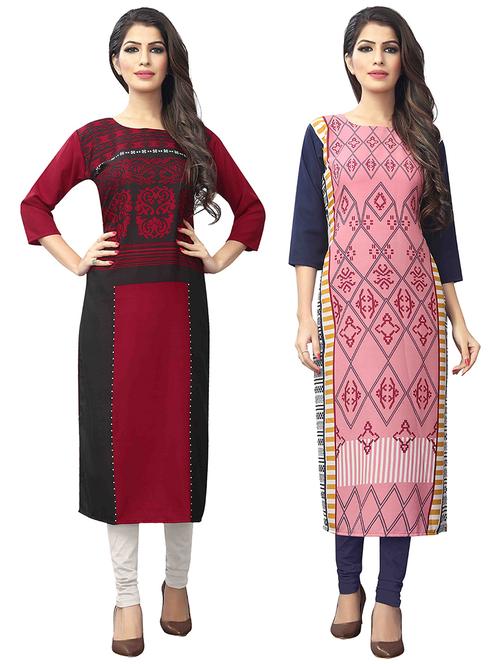 multi colored crepe combos kurta - 17678061 - Standard Image - 1
