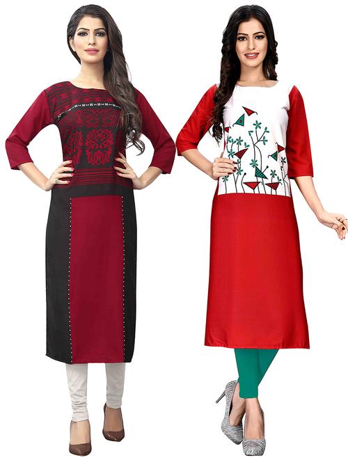 multi colored crepe combos kurta - 17678065 - Standard Image - 1