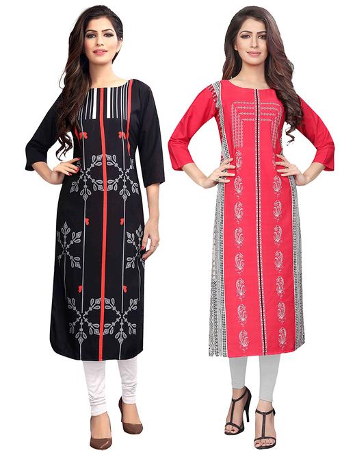 multi colored crepe combos kurta - 17678081 - Standard Image - 1